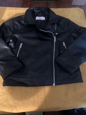 H&M Black Faux Leather Moto Jacket for Kids